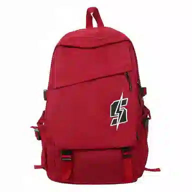 單倉 韩系高颜值卡通设计通勤百搭学院风背包初高中学生大容量轻便耐磨书包 尼龙 双肩包 常规 男女同款情侣款 白色/红色/灰色/黑色