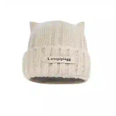 艾佳微 可爱猫耳朵韩版显脸小 加厚保暖护耳 涤纶 绒线帽 男女同款情侣款