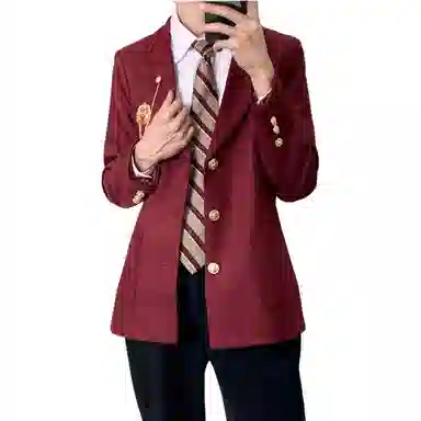 日系与美式融合的学院风多元素设计休闲宽松单排扣外套西装 男女同款