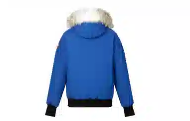 Canada Goose Logo Flight Hooded Down Jacket Blue