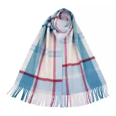 红豆 时尚百搭格子柔软舒适保暖 山羊绒 绒线围巾 男女同款情侣款