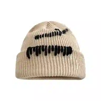 恩僾德 韩版手工缝线针织帽子小众高颜值显脸小百搭保暖街头护耳 腈纶 绒线帽 男女同款情侣款