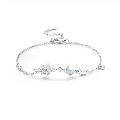 【S999足银 好运福蝶】 七七银饰 星月蝶舞 夜光效果 闪闪蝶舞 爆闪森系设计 轻奢大气甜美闪耀银河 潮流个性时尚小众百搭 纯银 手链 女款