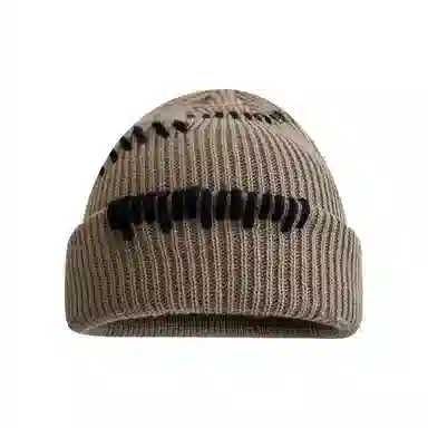 恩僾德 韩版手工缝线针织帽子小众高颜值显脸小百搭保暖街头护耳 腈纶 绒线帽 男女同款情侣款