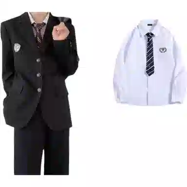 日系与美式融合的学院风多元素设计休闲宽松单排扣外套西装 男女同款