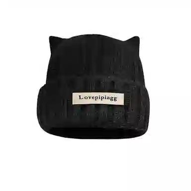 艾佳微 可爱猫耳朵韩版显脸小 加厚保暖护耳 涤纶 绒线帽 男女同款情侣款