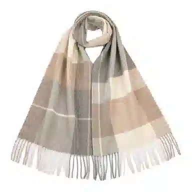 红豆 时尚百搭格子柔软舒适保暖 山羊绒 绒线围巾 男女同款情侣款