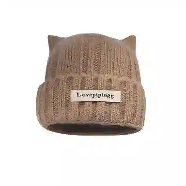 艾佳微 可爱猫耳朵韩版显脸小 加厚保暖护耳 涤纶 绒线帽 男女同款情侣款