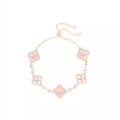 【S925银 爆闪/幸运四叶草】 福韵金 六桂福 五花轻奢浪漫闪耀简约高级森系甜美小清新甜蜜饰爱温柔气质告白氛围感 银 手链 女款