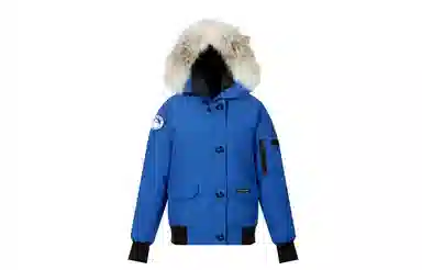 Canada Goose Logo Flight Hooded Down Jacket Blue