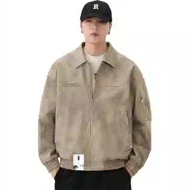 布客行 【美式复古高街痞帅城市机能风大码】纯色简约宽松休闲百搭工装翻领落肩竖袋机车服防风耐磨末日废土感夹克 男女同款