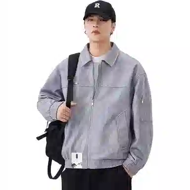 布客行 【美式复古高街痞帅城市机能风大码】纯色简约宽松休闲百搭工装翻领落肩竖袋机车服防风耐磨末日废土感夹克 男女同款