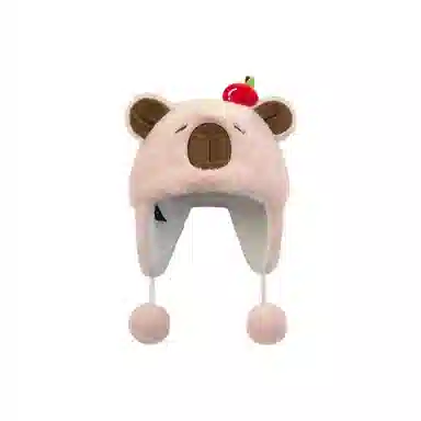 恩僾德 可爱卡皮巴拉帽子小众百搭卡通保暖包头帽显脸小防寒护耳套头 聚酯纤维 绒线帽 男女同款情侣款