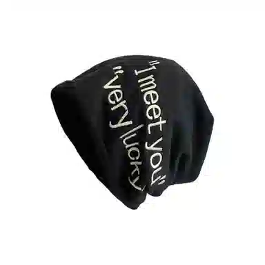 恩僾德 卷边刺绣字母套头小众百搭高颜值睡帽堆堆帽春秋空调防风光头显脸小薄款包头帽 棉 帽子 男女同款情侣款