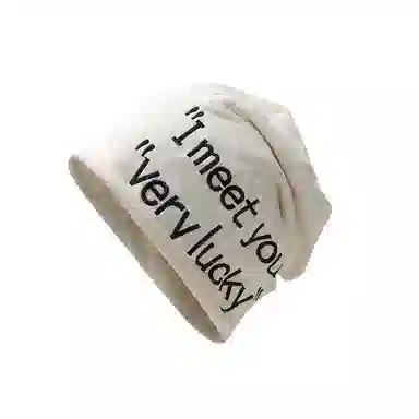 恩僾德 卷边刺绣字母套头小众百搭高颜值睡帽堆堆帽春秋空调防风光头显脸小薄款包头帽 棉 帽子 男女同款情侣款