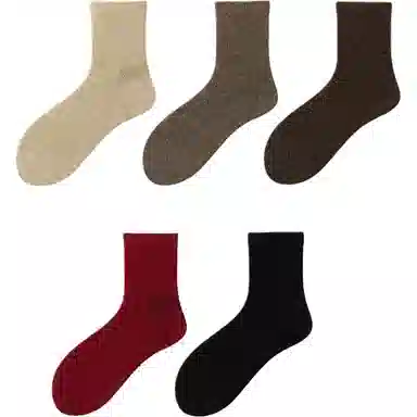 妮轻 羊毛秋冬登山纯色简约中筒袜 男款