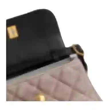 CHANEL 25B Quilted Shoulder Bag Black Khaki
