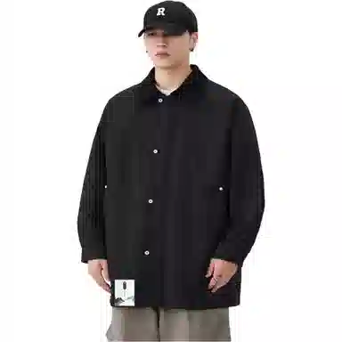 布客行 【复古简约高街中长款拉链单排扣外套】纯色基础款宽松休闲百搭防风商务日常通勤高颜值痞帅气质秋冬季男款夹克 男女同款