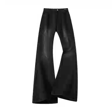 布客行 黄泥染微喇复古美式高街拼接设计长裤子废土风修身水洗做旧通勤休闲百搭垂感显高显瘦直筒弯刀阔腿弹力松紧腰柔软牛仔裤 男女同款