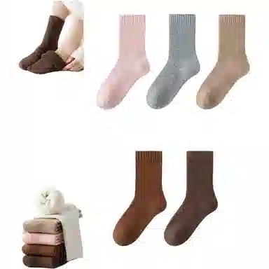 妮轻 保暖东北防寒纯色简约中筒袜 女款