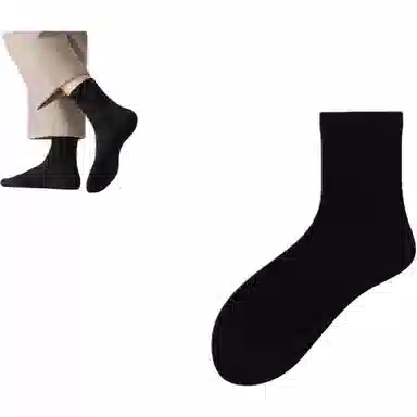 妮轻 羊毛秋冬登山纯色简约中筒袜 男款