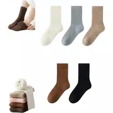 妮轻 保暖东北防寒纯色简约中筒袜 女款