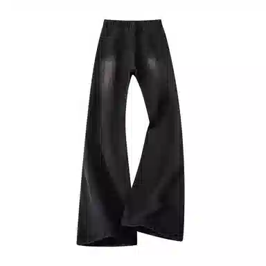 布客行 黄泥染微喇复古美式高街拼接设计长裤子废土风修身水洗做旧通勤休闲百搭垂感显高显瘦直筒弯刀阔腿弹力松紧腰柔软牛仔裤 男女同款