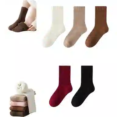 妮轻 保暖东北防寒纯色简约中筒袜 女款