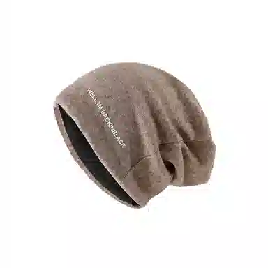 恩僾德 黑色堆堆帽女秋冬季大头围显脸小包头针织小众高百搭颜值冷帽产后产妇月子潮 聚酯纤维 帽子 男女同款情侣款