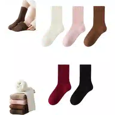 妮轻 保暖东北防寒纯色简约中筒袜 女款