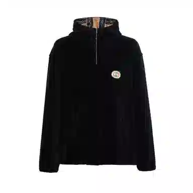 Gucci Logo Zip Hoodie Black