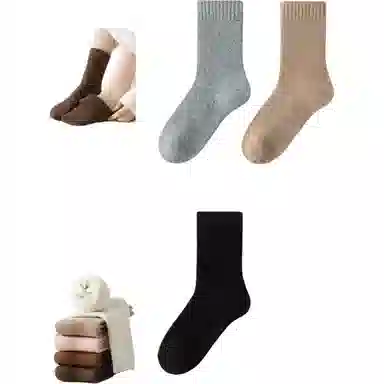 妮轻 保暖东北防寒纯色简约中筒袜 女款