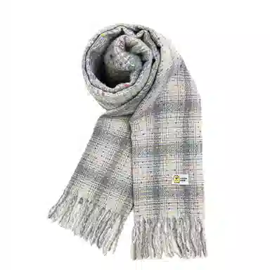 卡皮巴拉小黄豚 韩版格子时尚百搭显白甜美复古加厚流苏高级感柔软保暖简约日常 聚酯纤维 绒线围巾 男女同款情侣款