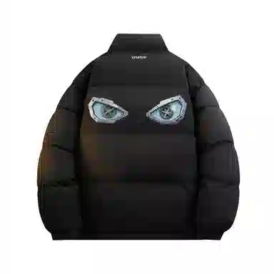 鸭鸭 学院风创意字母机械眼印花简约时尚设计运动休闲美式潮流户外通勤防风防寒蓬松舒适百搭保暖立领面包羽绒服 男女同款