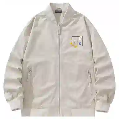 大卫贝肯 美式潮流高街复古印花字母拉链宽松百搭舒适加厚保暖防风夹克 男女同款