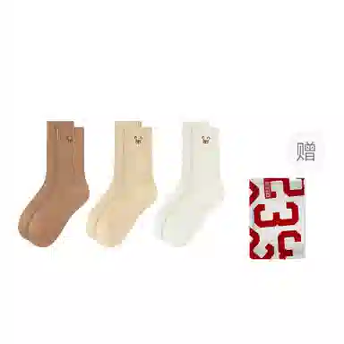 二三二三 甜美可爱小熊美拉德舒适柔软地板袜高弹透气防臭休闲居家袜日常通勤瑜伽健身骑行舞蹈袜羽毛球可穿中筒袜 女款