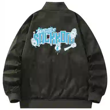 大卫贝肯 美式潮流高街复古印花字母拉链宽松百搭舒适加厚保暖防风休闲夹克 男女同款