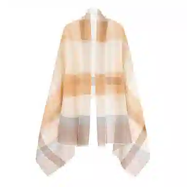 一米画纱 轻盈柔软舒适优雅时尚水溶色织格空调披肩户外保暖 绵羊毛 绒线围巾 女款