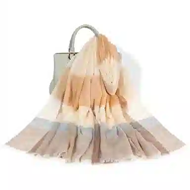 一米画纱 轻盈柔软舒适优雅时尚水溶色织格空调披肩户外保暖 绵羊毛 绒线围巾 女款