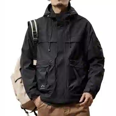 协协乐 山西户外软壳工装三防面料秋冬季加厚保暖机能风外套拼接氛围感登山服拉链开衫小众设计款夹克 男款