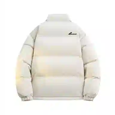 鸭鸭 美式字母基础款简约撞色拼接创意设计高级氛围感潮流户外撞色防风防寒休闲宽松百搭通勤无性别主义保暖立领面包羽绒服 男女同款