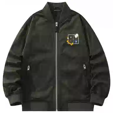 大卫贝肯 美式潮流高街复古印花字母拉链宽松百搭舒适加厚保暖防风夹克 男女同款