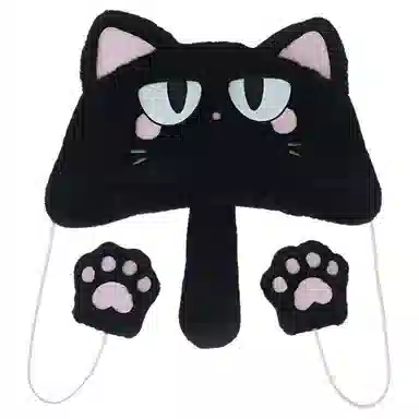 恩僾德 可爱猫耳朵毛绒绒加绒加厚保暖骑车 聚酯纤维 帽子 男女同款情侣款