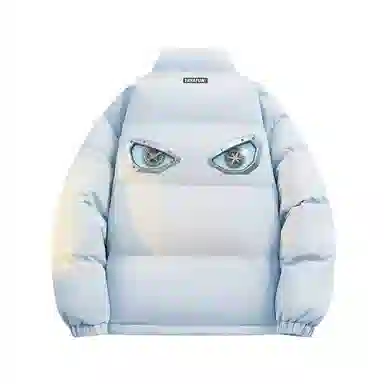 鸭鸭 学院风创意字母机械眼印花简约时尚设计运动休闲美式潮流户外通勤防风防寒蓬松舒适百搭保暖立领面包羽绒服 男女同款