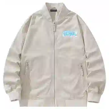 大卫贝肯 美式潮流高街复古印花字母拉链宽松百搭舒适加厚保暖防风休闲夹克 男女同款