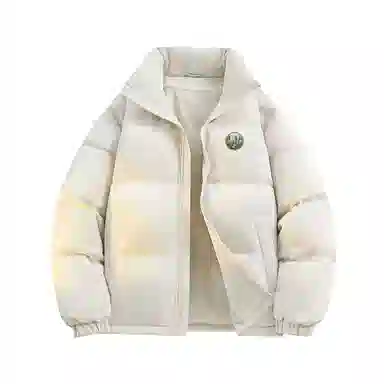 鸭鸭 美式纯色简约宽松休闲防风防寒保暖加厚鸭绒立领双面穿羽绒服 男女同款