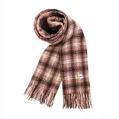 卡皮巴拉小黄豚 韩版格子时尚百搭显白甜美复古加厚流苏高级感柔软保暖简约日常 聚酯纤维 绒线围巾 男女同款情侣款