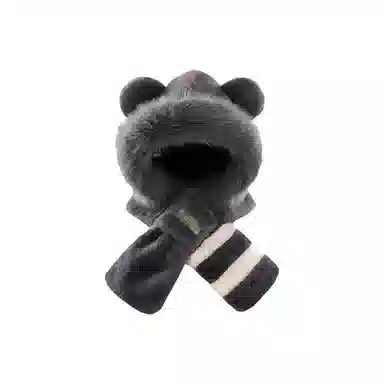 恩僾德 帽子男士秋冬季围巾一体连帽防风防寒加绒厚围脖保暖小众高颜值显脸小毛绒三件套女 聚酯纤维 斗篷帽 男女同款情侣款