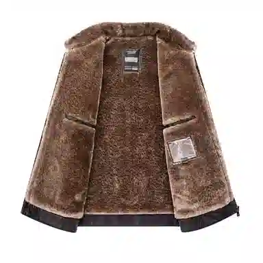 老爷车 中年男装翻毛领冬装皮夹克秋冬加绒加厚休闲保暖御寒外套皮衣 男款