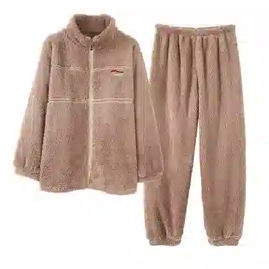 静英鸾 简约字母加绒加厚立领设计长袖长裤家居服睡衣套装 男款